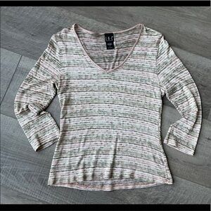 Inc International Concepts V-Neck Striped Sweater Size Large